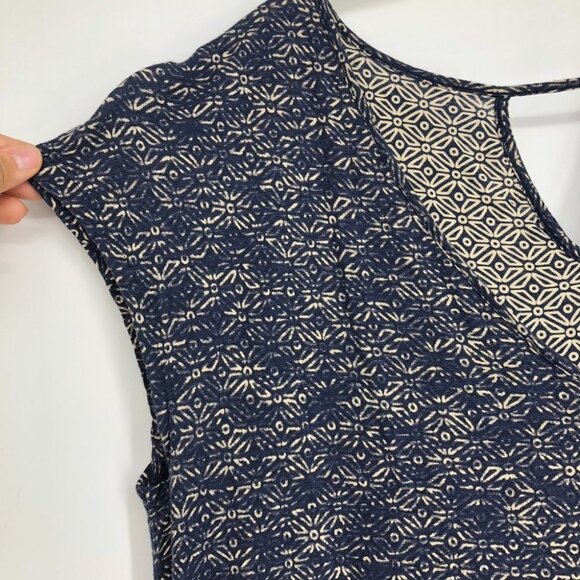 Lucky Brand  Blue Abstract Patterned Scoop Neck Jersey Midi Dress M - Picture 8 of 16